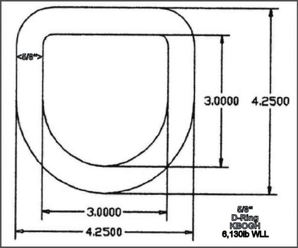 5/8 Heavy Duty Weld-On Forged D Ring 18,900 Lbs