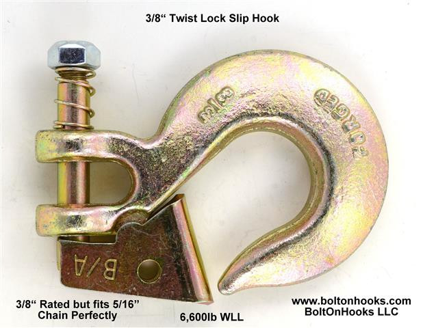 3/8 Twist Lock© Slip Hook - BoltOnHooks LLC