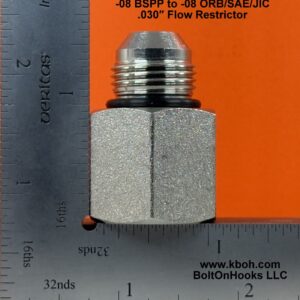 -08 BSPP to -08 ORB/SAE/JIC .030" Flow Restrictor